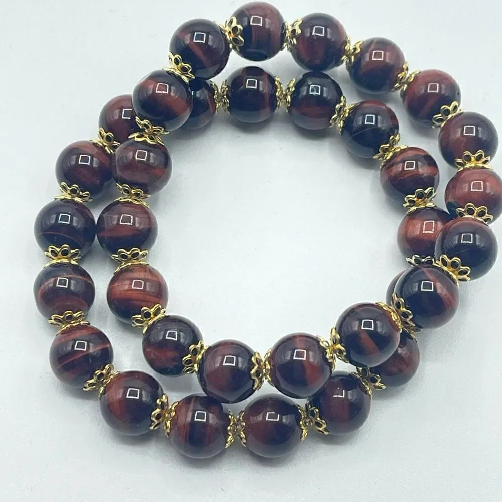 Beaded stretch bracelet ONE NEW red tiger eye large bead meditation yoga